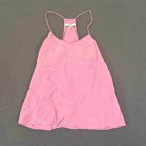 Tibi Womens Sz 6 Spaghetti Strap V Neck Silk Boxy Pink Tank Top Designer Party